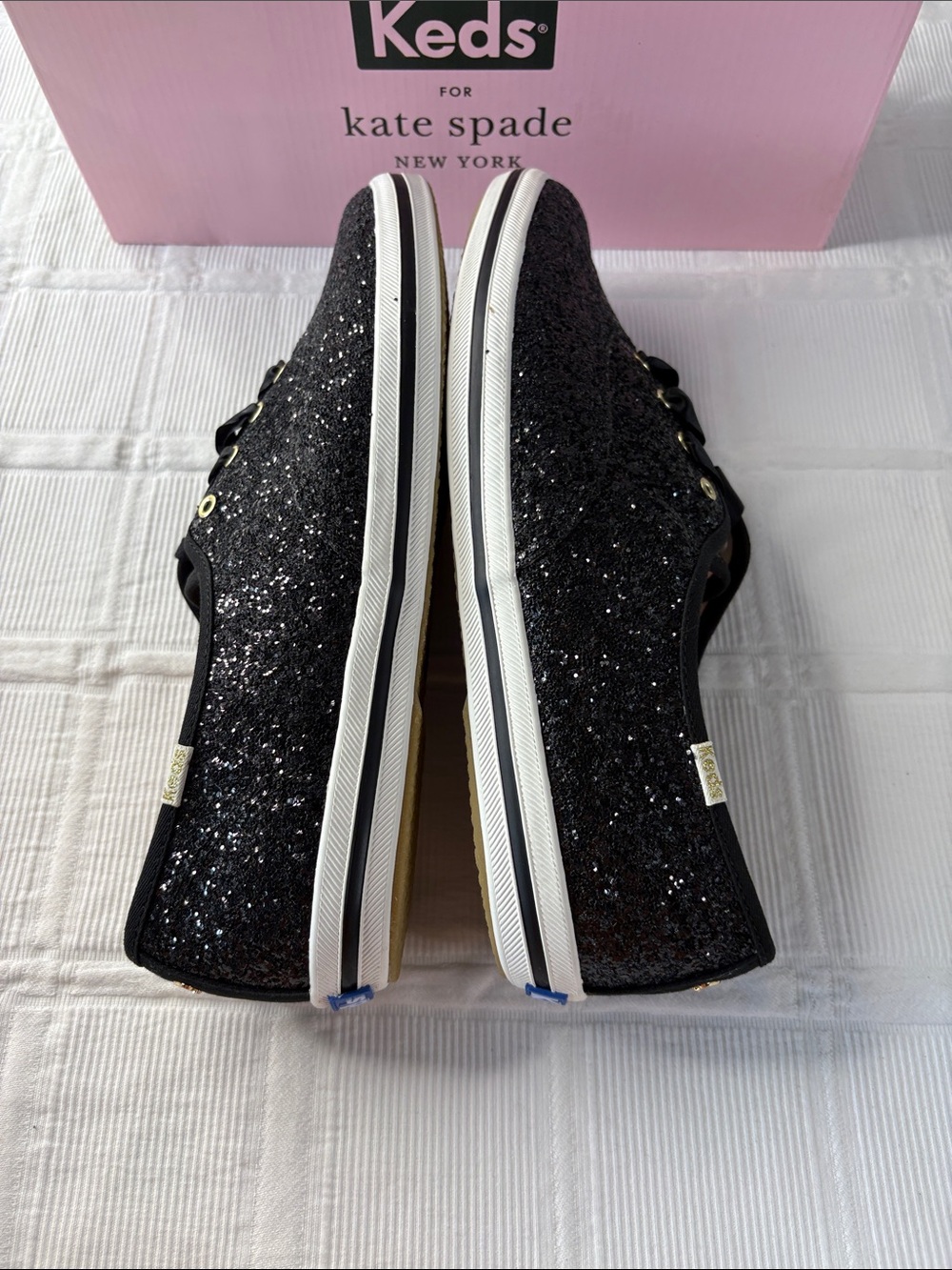 Kate Spade Keds New York Champion Black Glitter Sneakers 11W - Picture 6 of 8